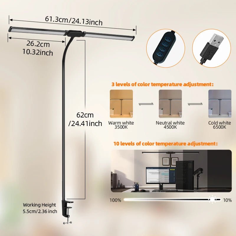 LED Dimmable Double Head Table Lamp - Handy House