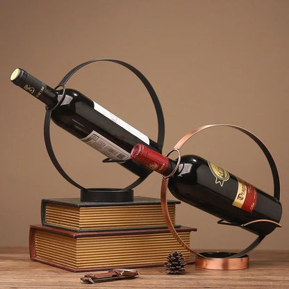 Unique Retro Iron Circle Wine Holder - Handy House
