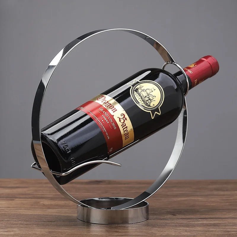 Unique Retro Iron Circle Wine Holder - Handy House