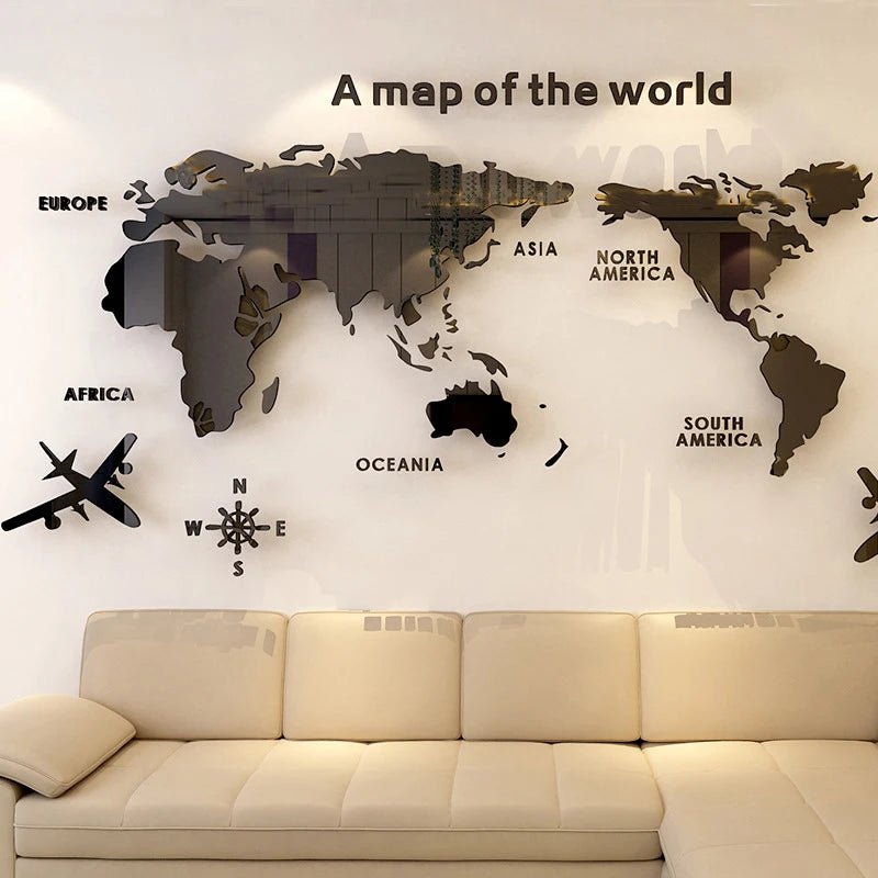 World Map Wall 3D Acrylic Decoration (2.3m x 1.2m) - Handy House
