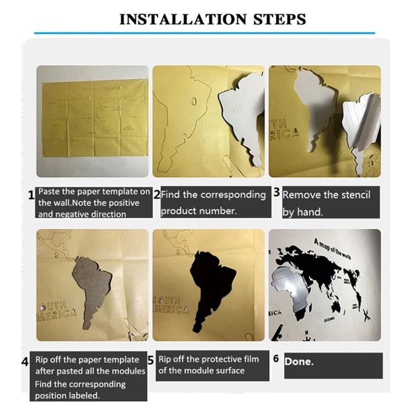 World Map Wall 3D Acrylic Decoration (2.3m x 1.2m) - Handy House